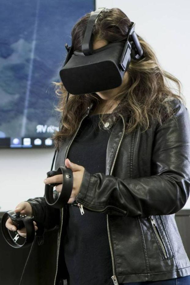 Student using a VR headset